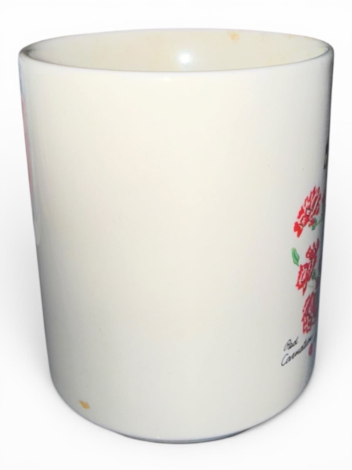 Vintage Ohio State Cardinal Red Carnation Floral Coffee Mug Cup Ceramic - Thumbnail 3