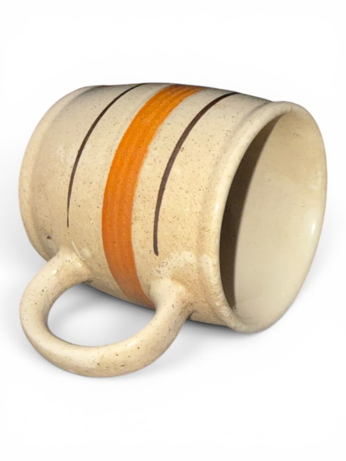 Vintage Sunny Korea Orange Stripe Speckled Coffee Mug Cup Ceramic - Thumbnail 5