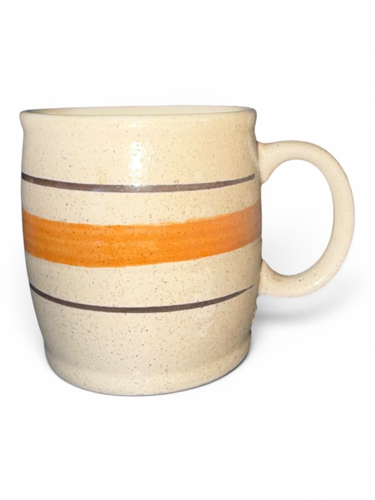 Vintage Sunny Korea Orange Stripe Speckled Coffee Mug Cup Ceramic - Thumbnail 3