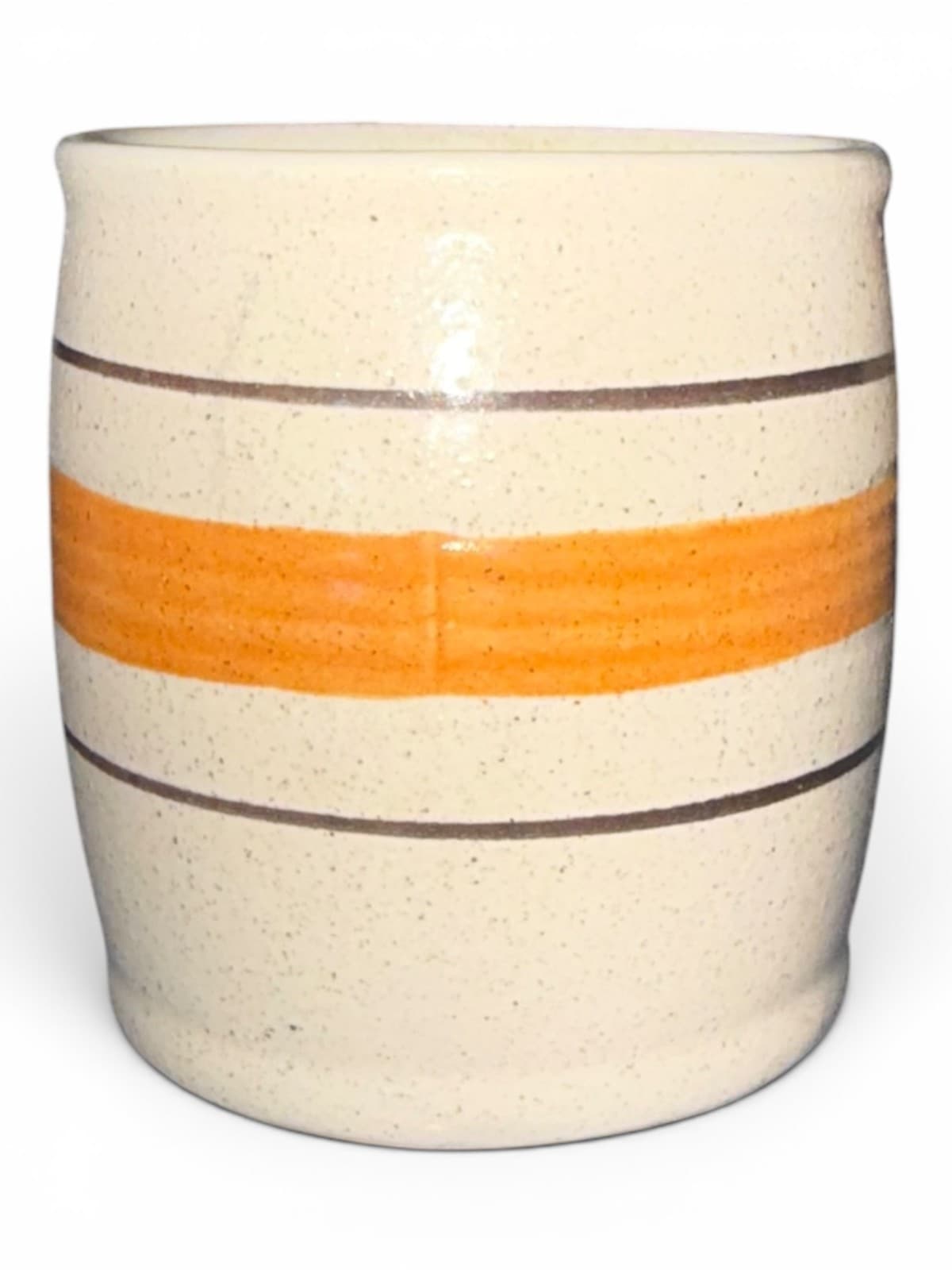 Vintage Sunny Korea Orange Stripe Speckled Coffee Mug Cup Ceramic - Thumbnail 2