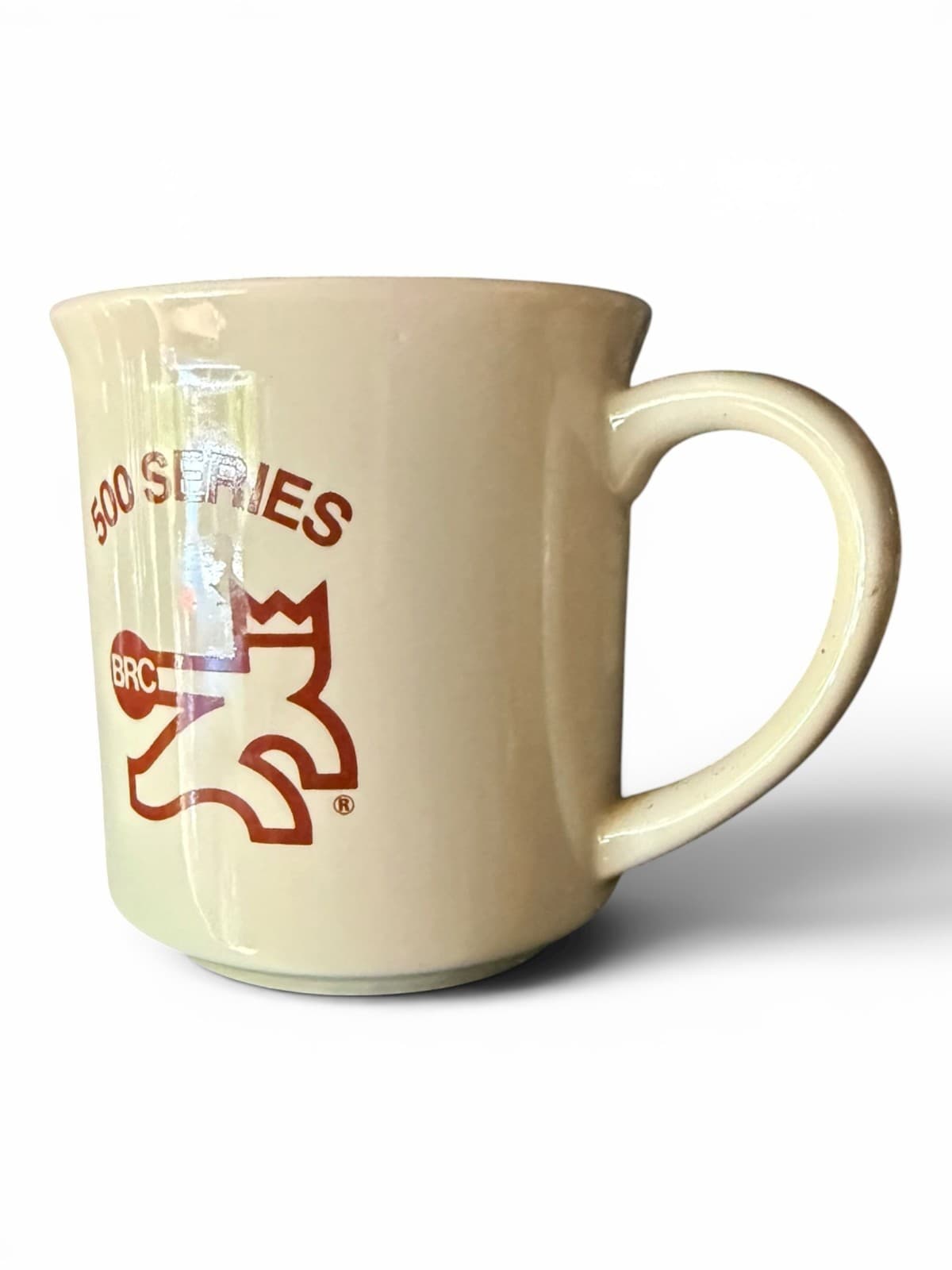Vintage BRC 500 Series Bowling Logo Ivory Coffee Mug Cup Ceramic