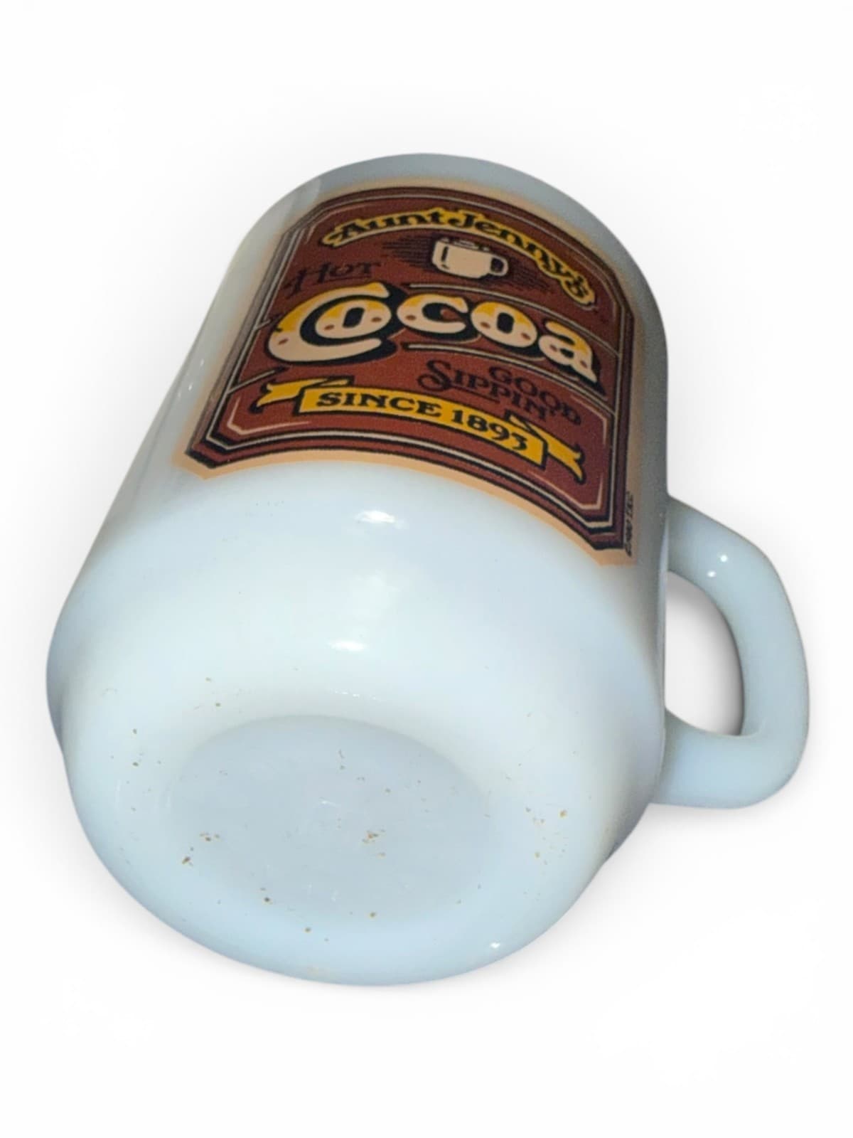 Vintage Anchor Hocking Aunt Jennys Hot Cocoa Milk Glass Coffee Mug Cup - Thumbnail 6