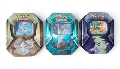 Pokemon TCG - Triple Whammy Collector Tins. All Open With Cards
