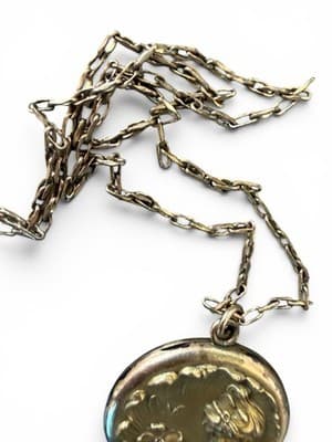 Antique W&SB Art Nouveau Gold Filled Photo Locket Necklace Woman - Thumbnail 2