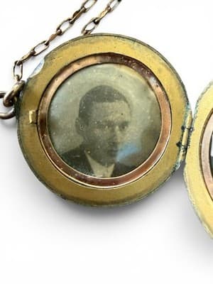Antique W&SB Art Nouveau Gold Filled Photo Locket Necklace Woman - Thumbnail 12