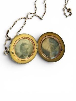Antique W&SB Art Nouveau Gold Filled Photo Locket Necklace Woman - Thumbnail 7