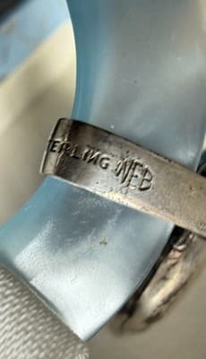 Vintage WEB Sterling Silver Baby Birth Record Rattle Blue Teether Box - Thumbnail 5