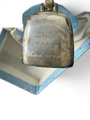 Vintage WEB Sterling Silver Baby Birth Record Rattle Blue Teether Box - Thumbnail 7