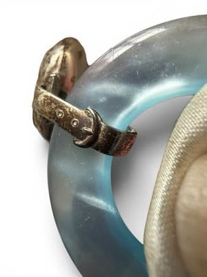 Vintage WEB Sterling Silver Baby Birth Record Rattle Blue Teether Box - Thumbnail 8