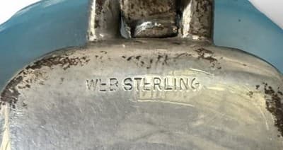 Vintage WEB Sterling Silver Baby Birth Record Rattle Blue Teether Box - Thumbnail 10