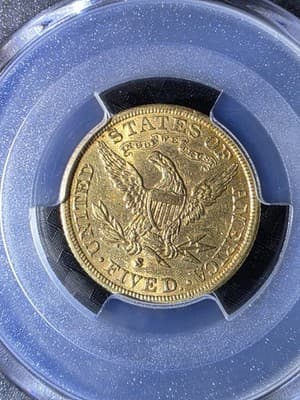 1903‑S $5 Liberty Head Half Eagle Gold Coin PCGS Genuine AU Detail - Thumbnail 5