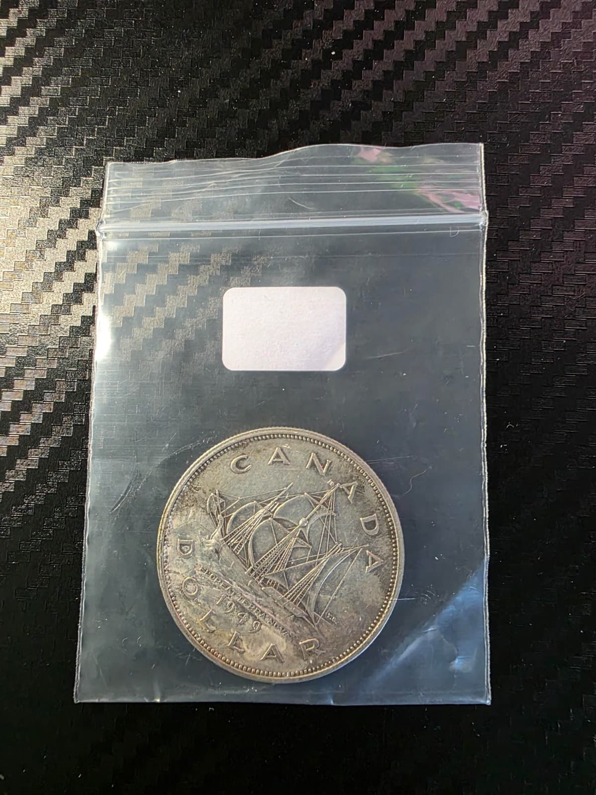 1949 Canada Silver Dollar • Newfoundland Matthew Ship • 80% Silver • Canadian $1 - Thumbnail 2