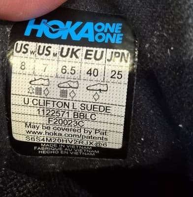 Hoka One One Clifton L Suede Black Sneakers Women's 8/Men's 7 - Thumbnail 7