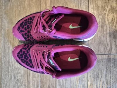 Nike Free 5.0 V4 Women's Size 11 Sneakers Raspberry Burgundy Leopard Print - Thumbnail 2