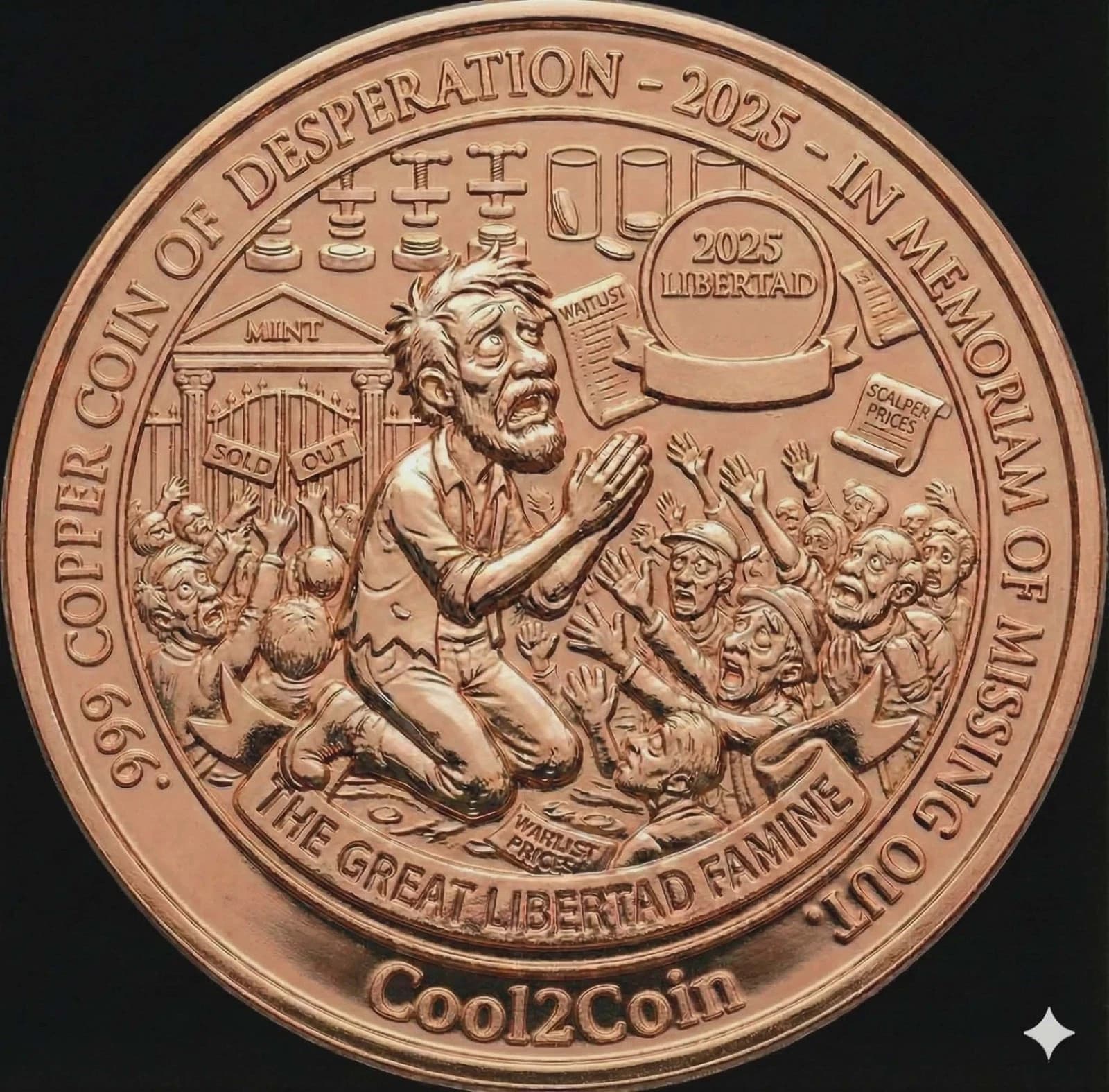 2025 Colorized Libertad .999 1oz Copper Round BU Free shipping - Thumbnail 4