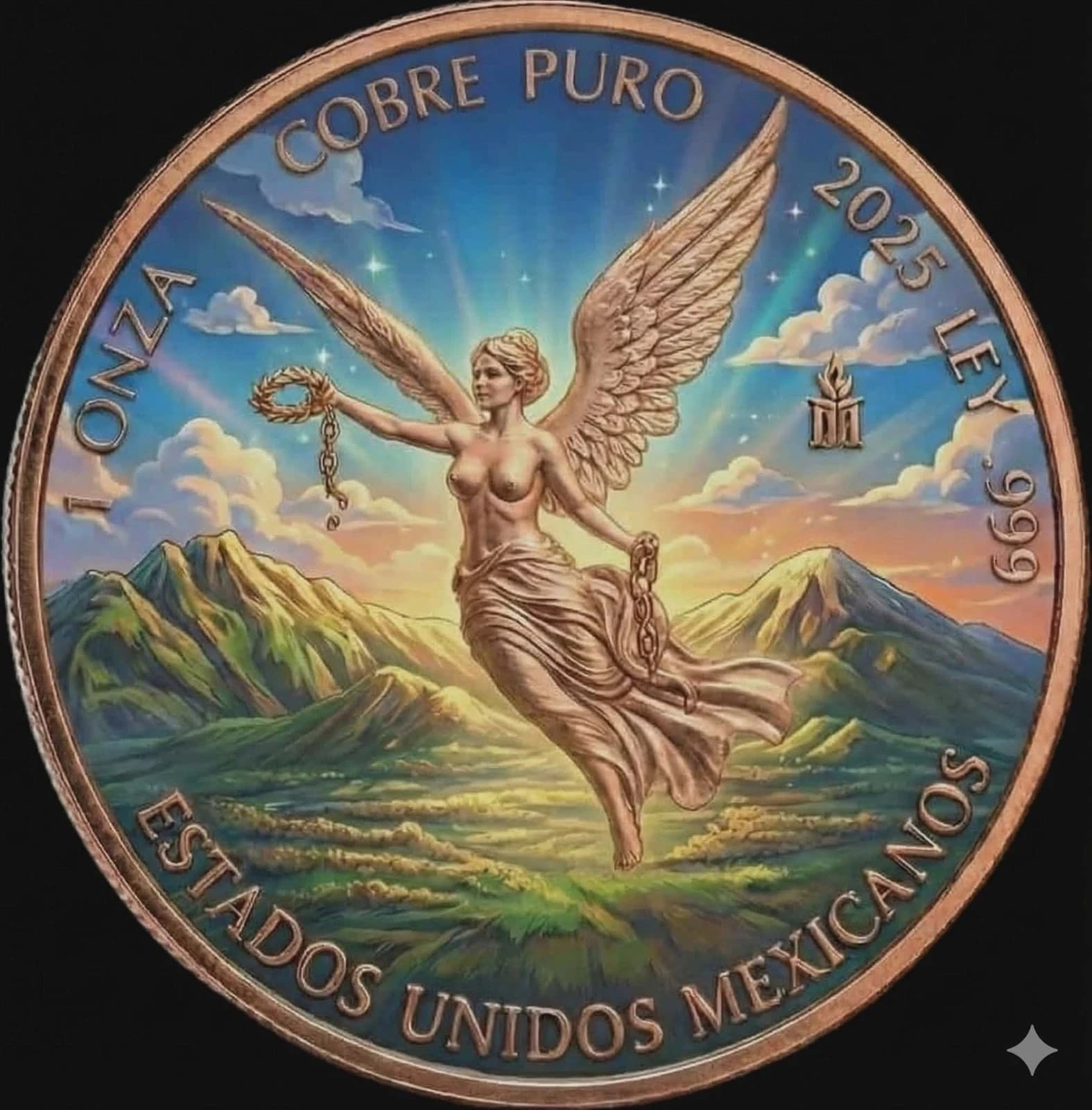 2025 Colorized Libertad .999 1oz Copper Round BU Free shipping - Thumbnail 3