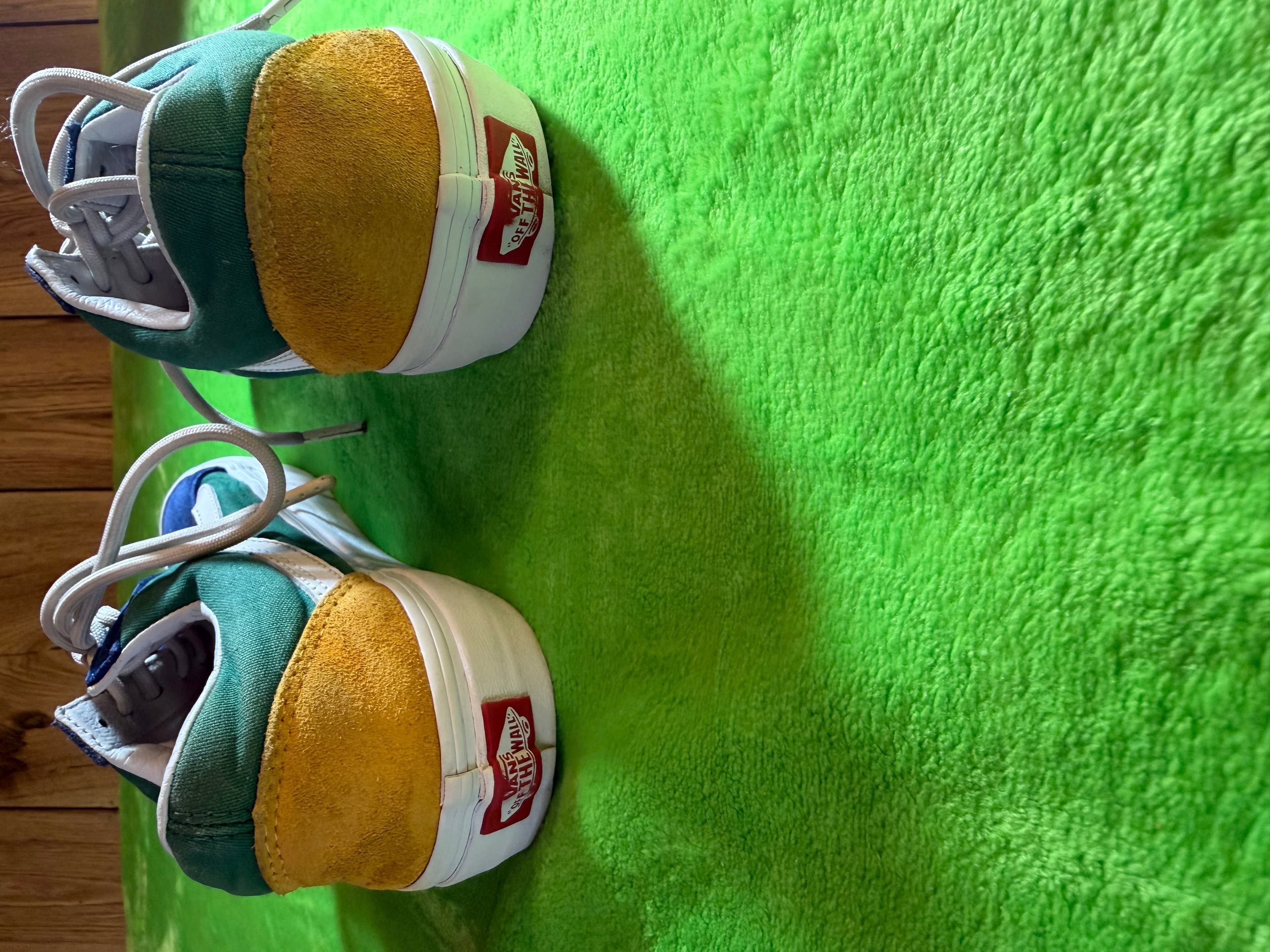 Vans Old Skool Colorblock Patchwork Skate Sneakers Men 7 Women 8.5 Blue Green - Thumbnail 5