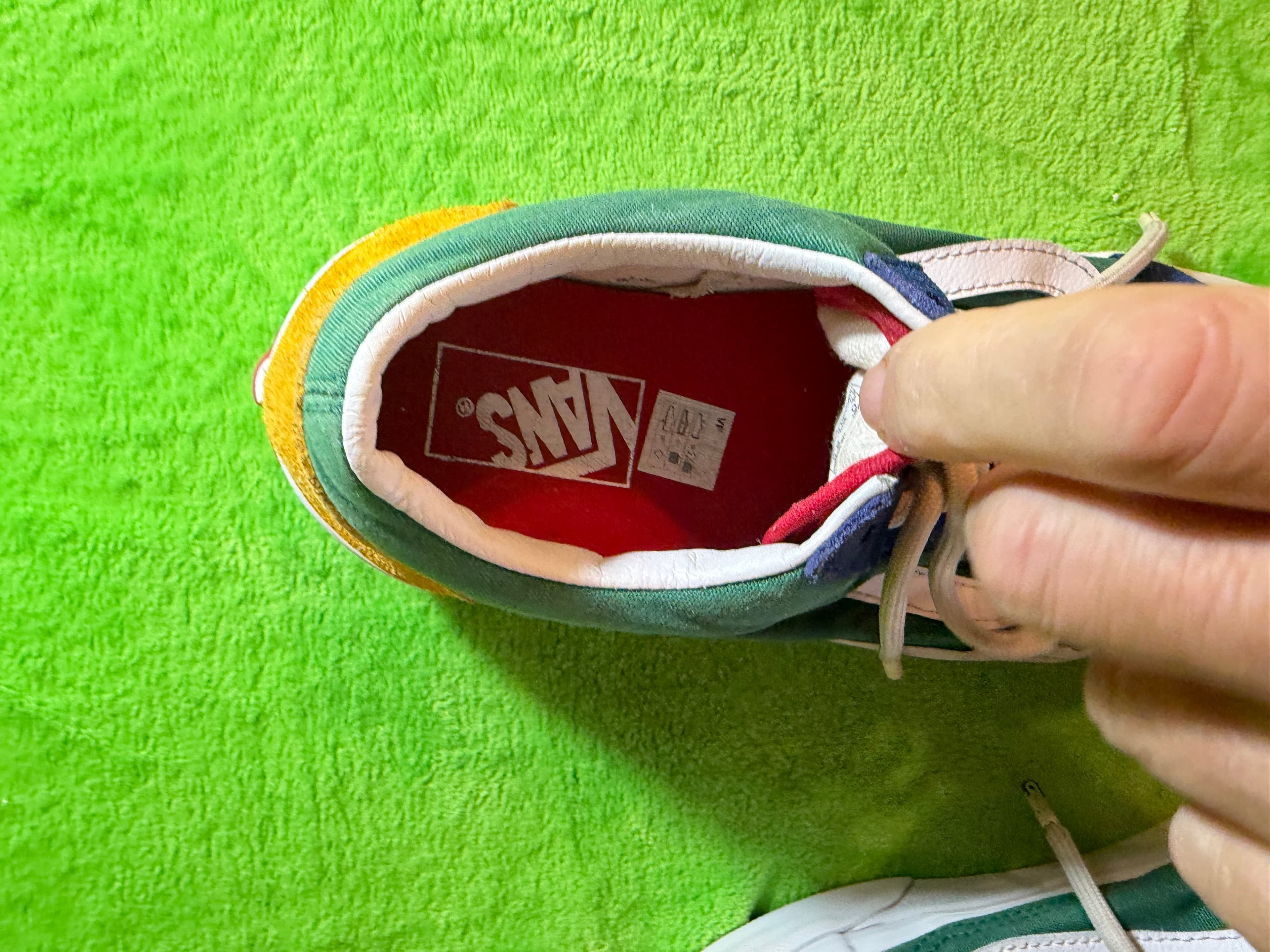 Vans Old Skool Colorblock Patchwork Skate Sneakers Men 7 Women 8.5 Blue Green - Thumbnail 7