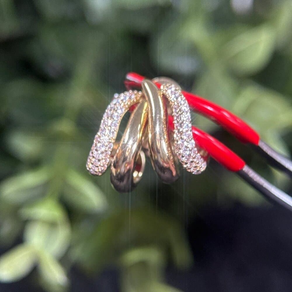 Cubic Zirconia Golden Earrings