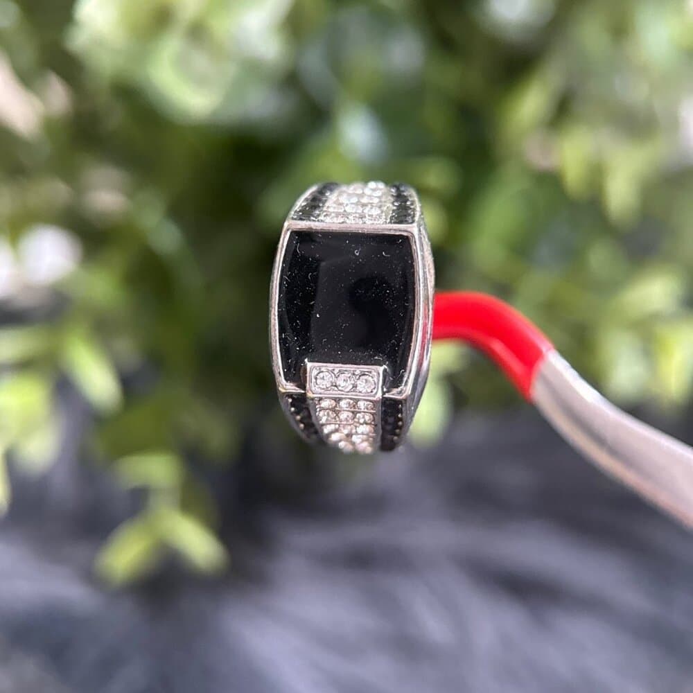 Onyx with Pave Crystals Ring