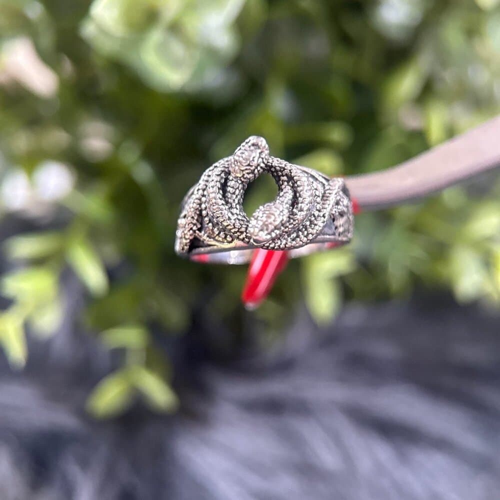 Silver Tone Coiled Snake Ring