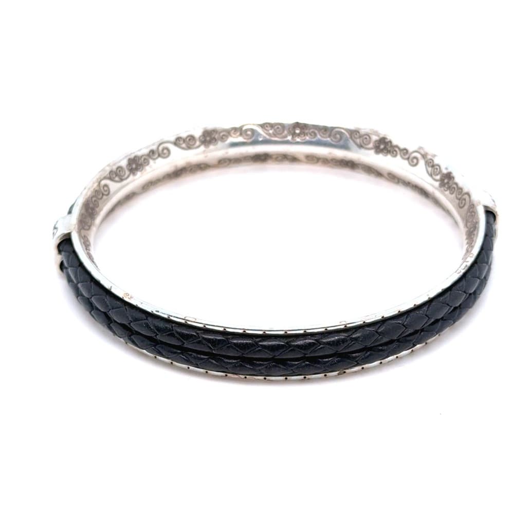 Brighton Black Braided Leather and Silver Accent Bracelet