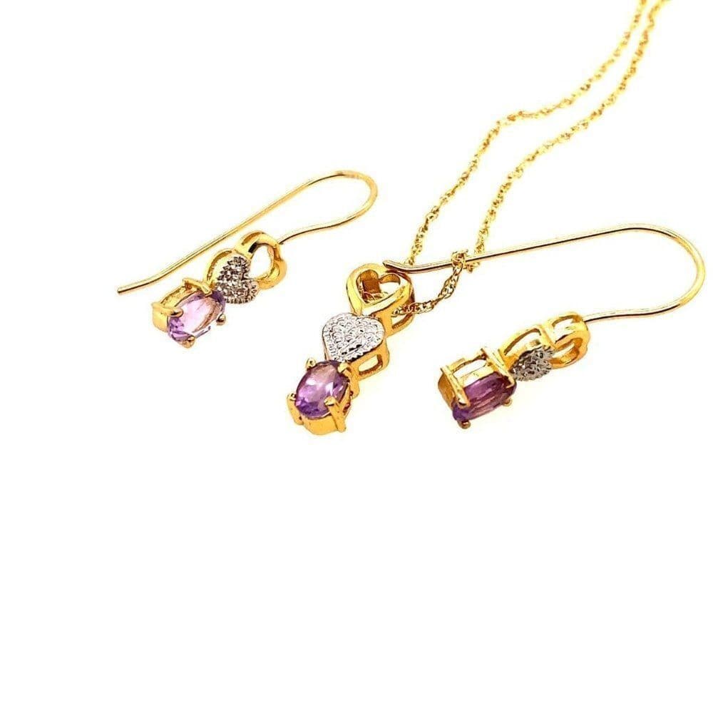 925 Amethyst/Diamond Accent Set - Thumbnail 4
