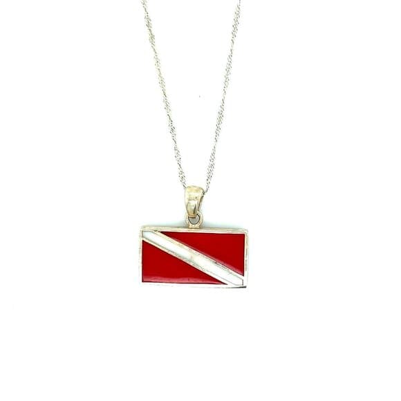 925 Silver Red Rectangular Pendant Necklace - Thumbnail 7