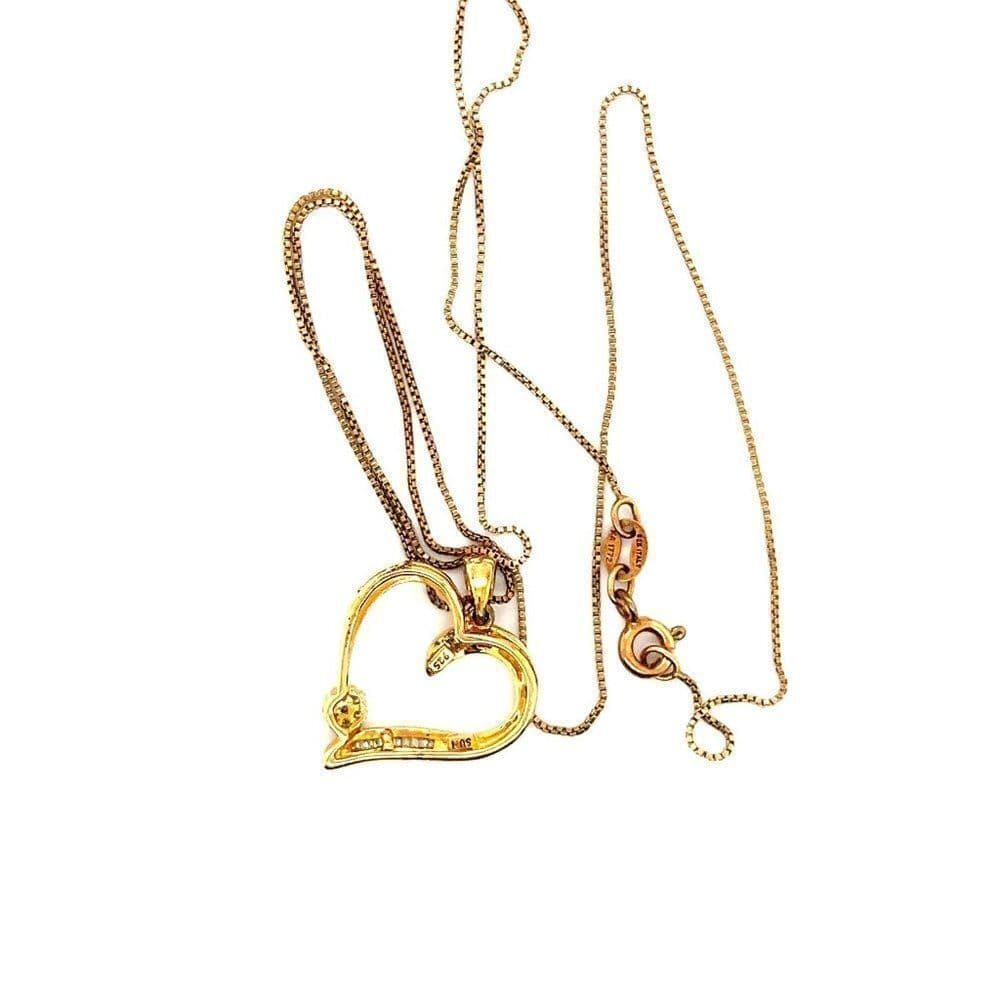 925 Gold Vermeil Diamond Heart Necklace - Thumbnail 4