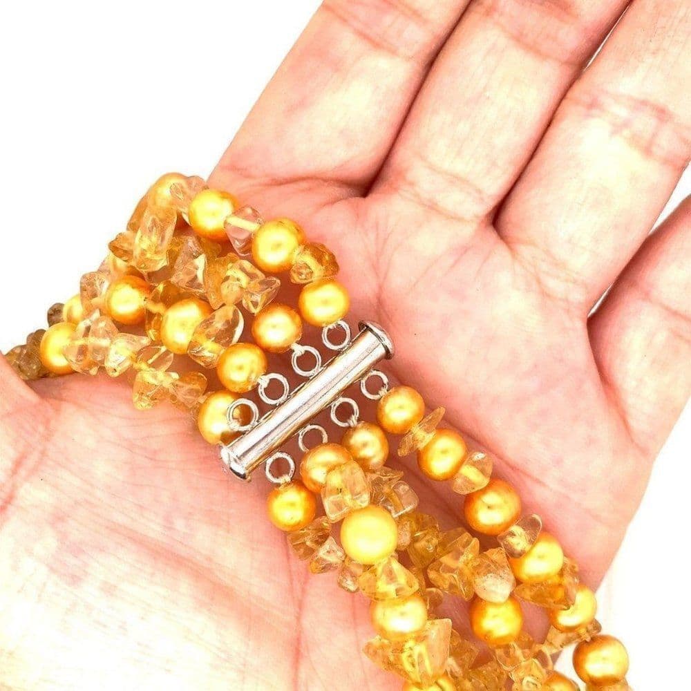 925 Yellow Stones Necklace - Thumbnail 4