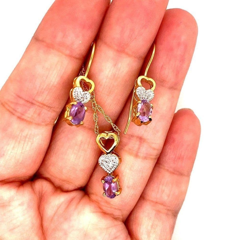 925 Amethyst/Diamond Accent Set - Thumbnail 3