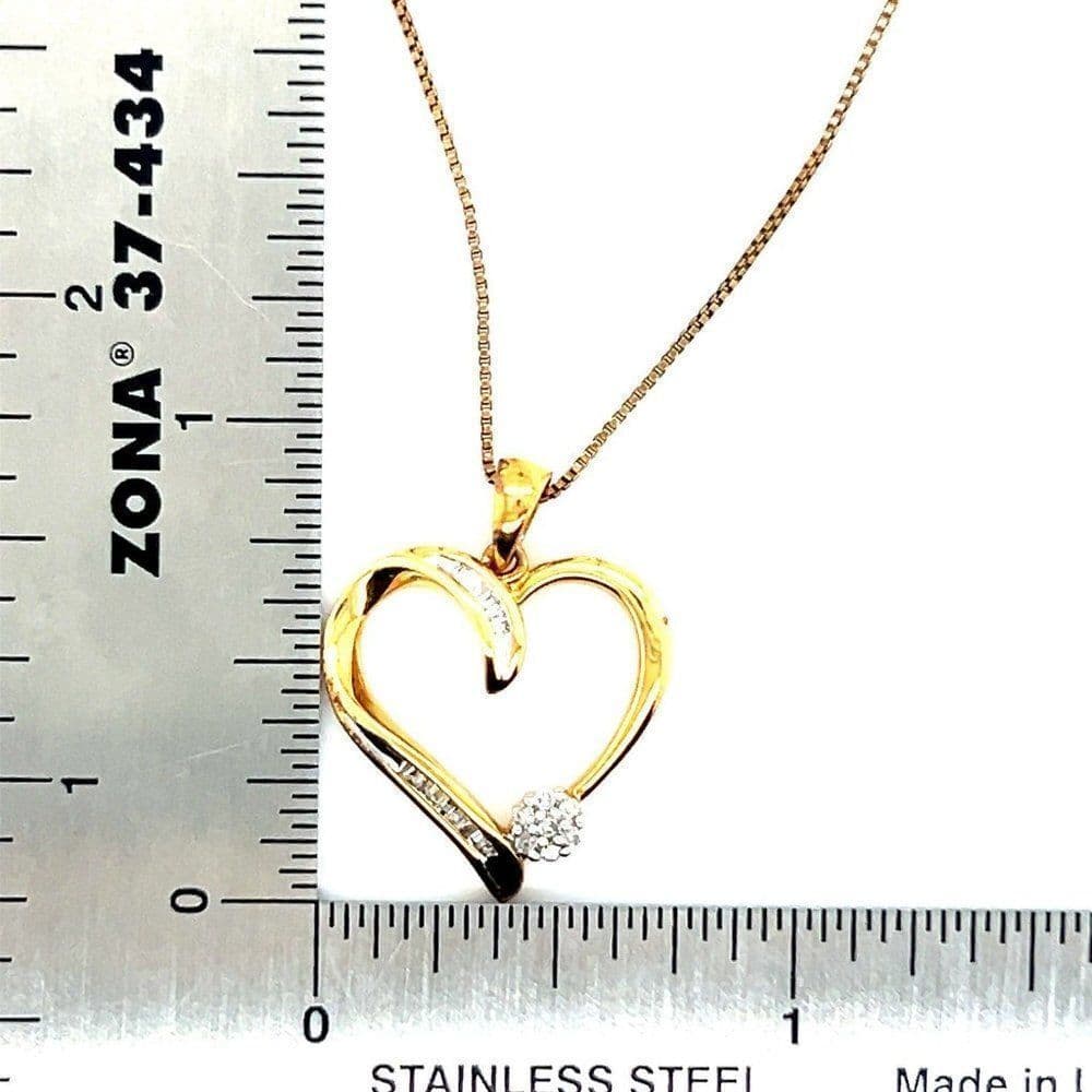 925 Gold Vermeil Diamond Heart Necklace - Thumbnail 5