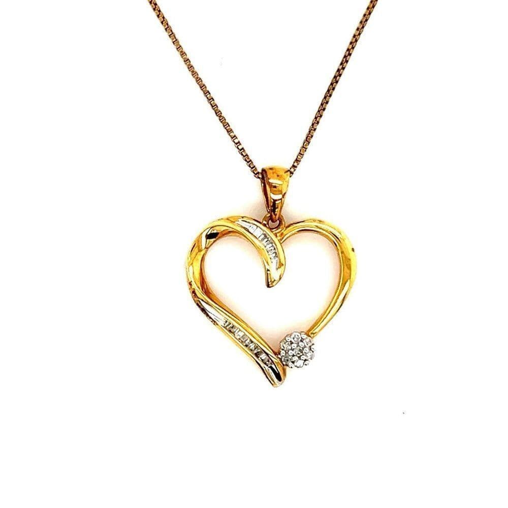 925 Gold Vermeil Diamond Heart Necklace - Thumbnail 8