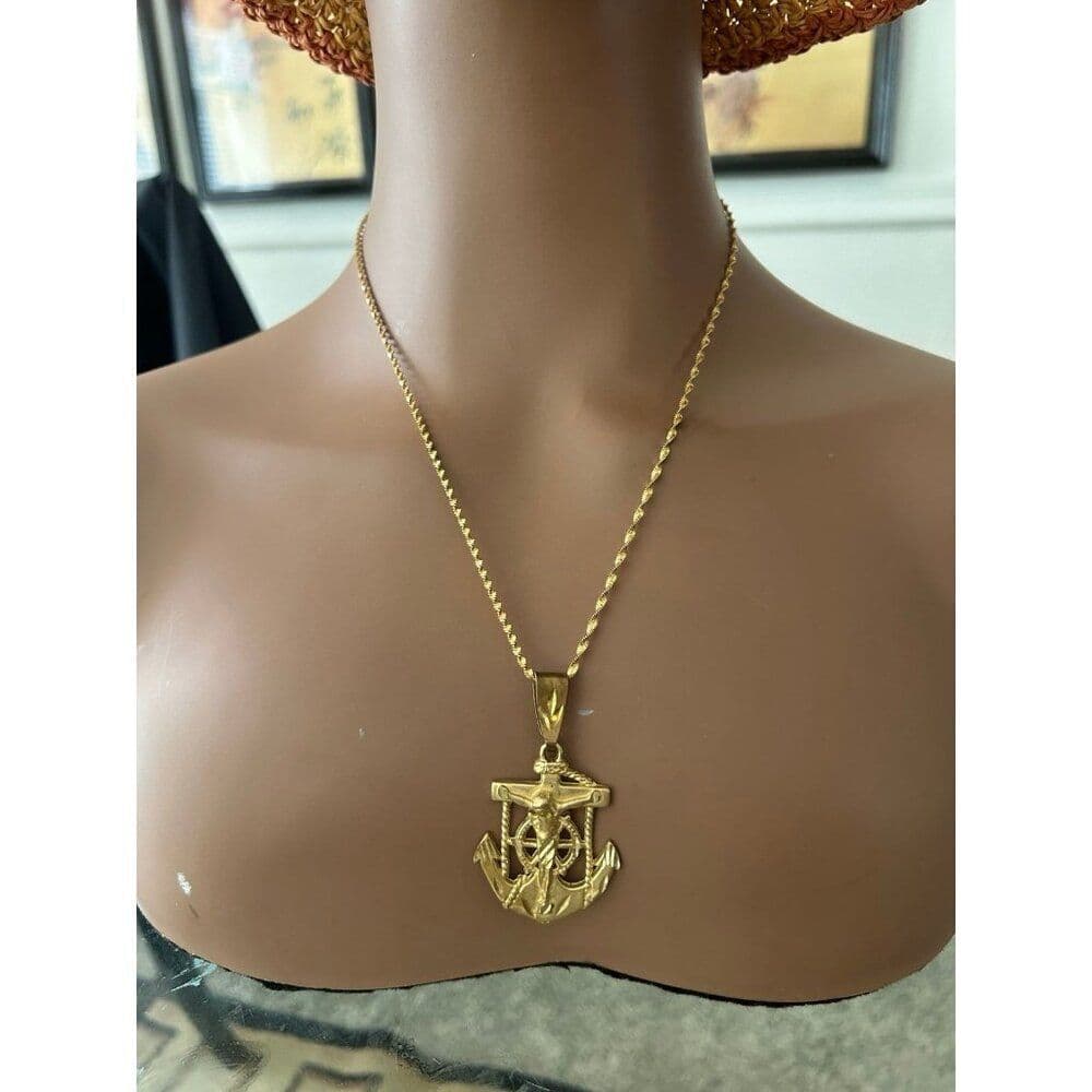 Anchor Design Unisex Pendant Necklace - Thumbnail 2