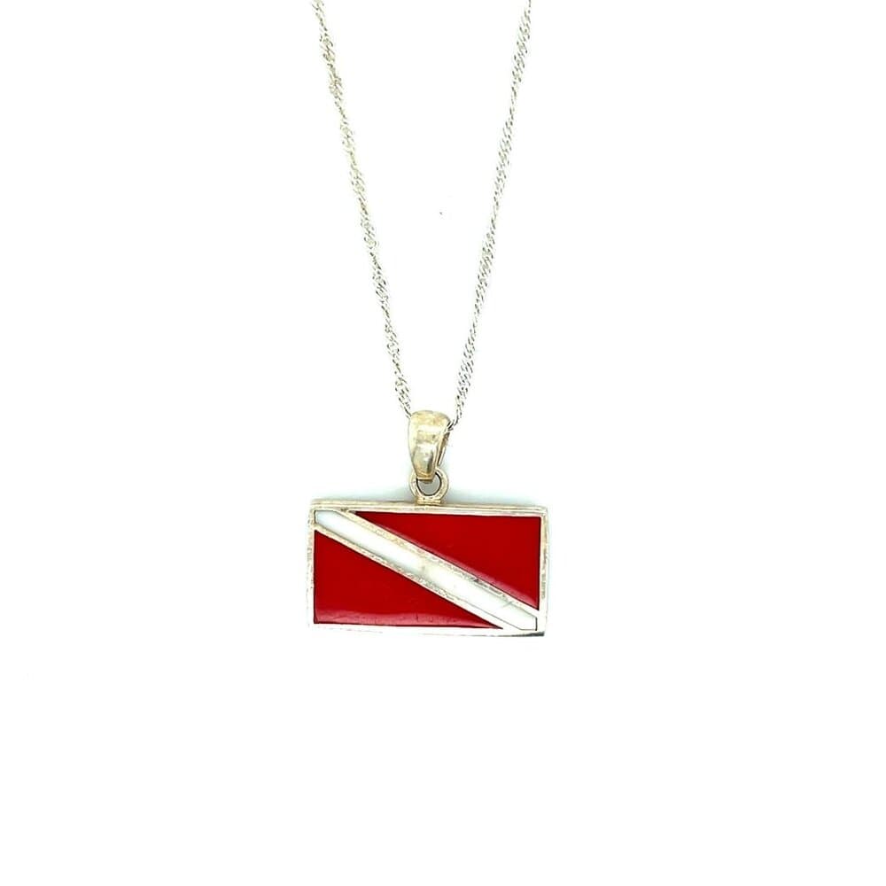 925 Silver Red Rectangular Pendant Necklace - Thumbnail 6