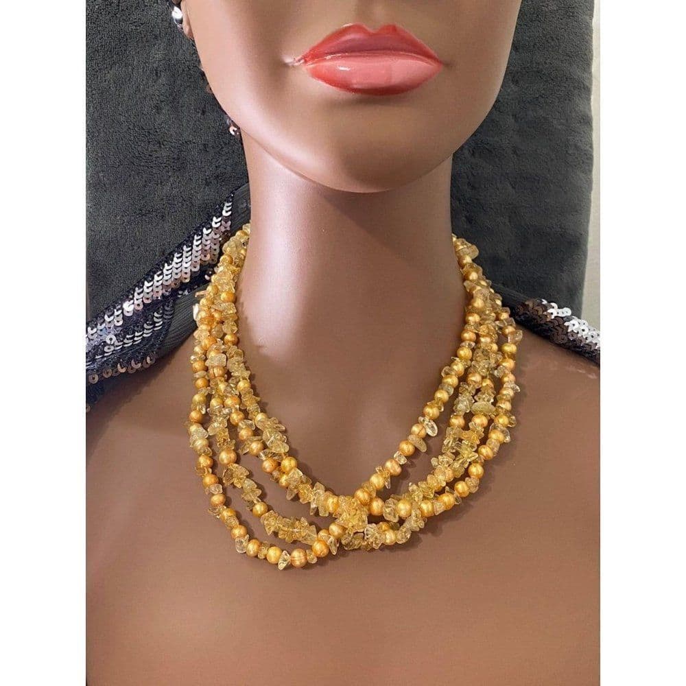 925 Yellow Stones Necklace - Thumbnail 2