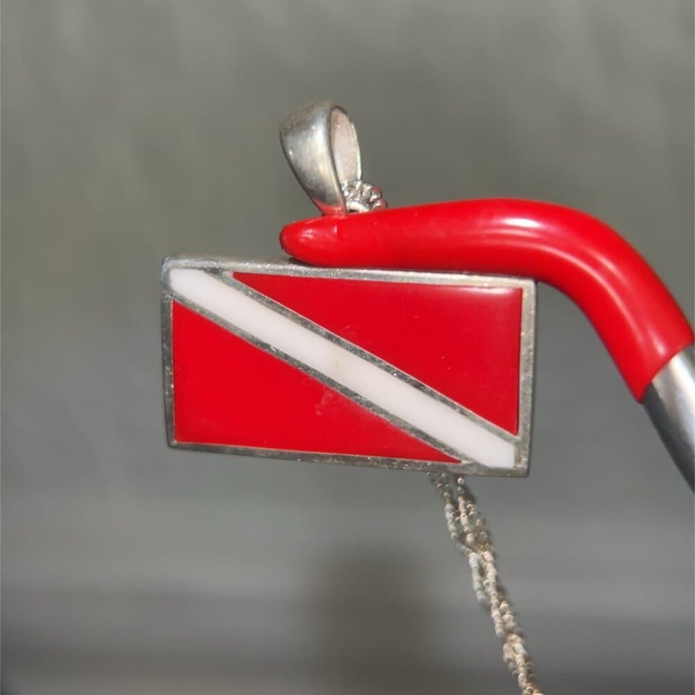 925 Silver Red Rectangular Pendant Necklace