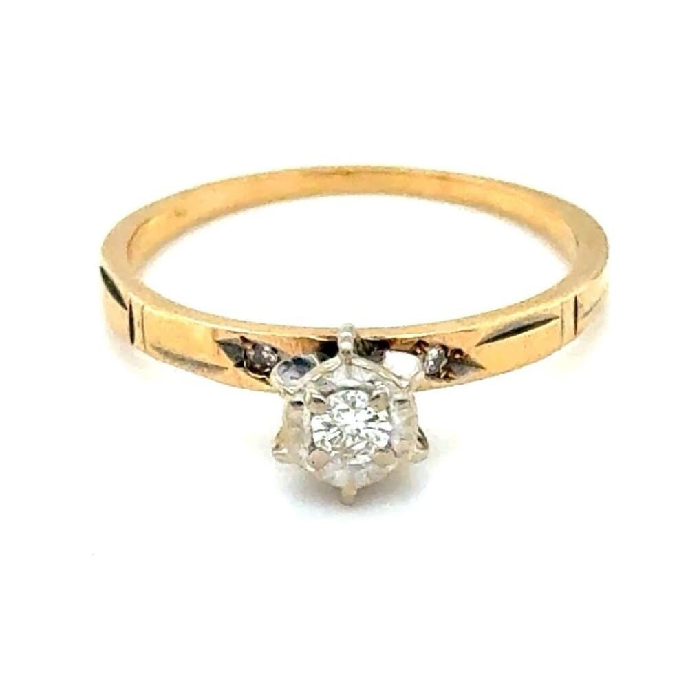 14K Gold Diamond Thin Band Engagement Ring - Thumbnail 10