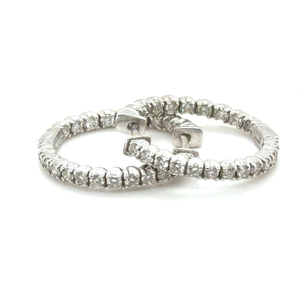 14K Gold Inside Out Diamond Reeds Hoops Earrings - Thumbnail 9