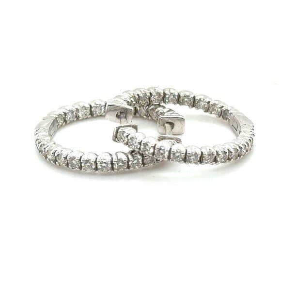 14K Gold Inside Out Diamond Reeds Hoops Earrings - Thumbnail 10