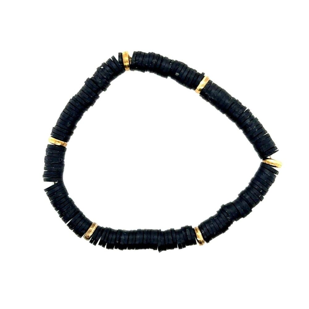 Black Beaded Stretch Bracelet (c) - Thumbnail 3
