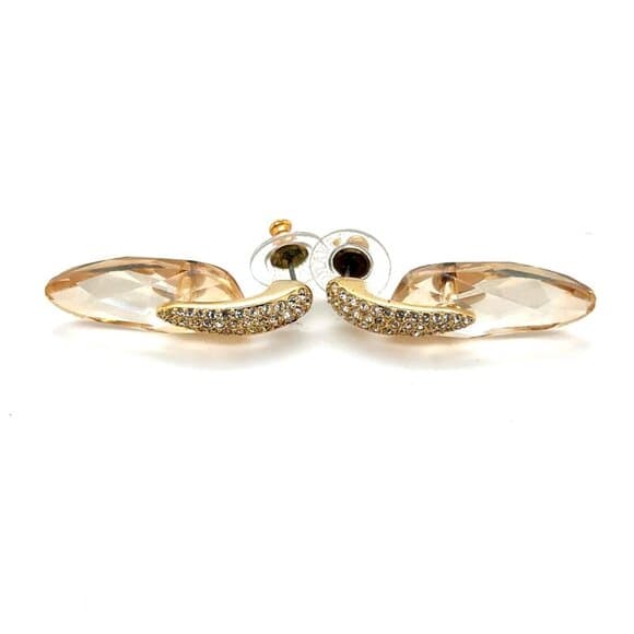 Champagne With Pave White Stone Swarovski Designer Earrings - Thumbnail 8