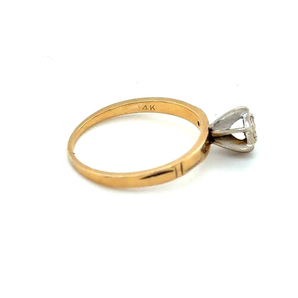 14K Gold Diamond Thin Band Engagement Ring