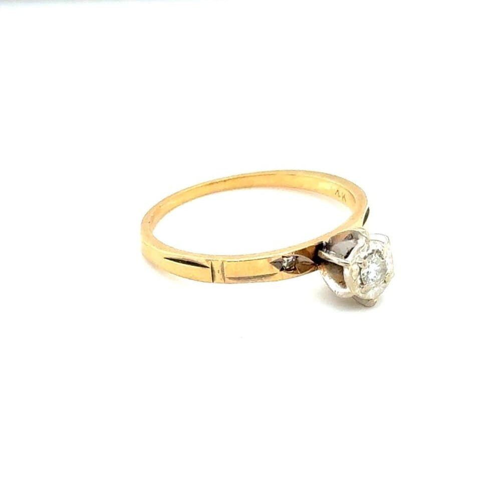 14K Gold Diamond Thin Band Engagement Ring - Thumbnail 7