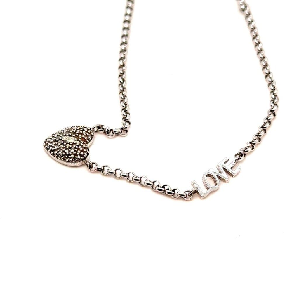 925 Silver Pave Stones Love Necklace - Thumbnail 5