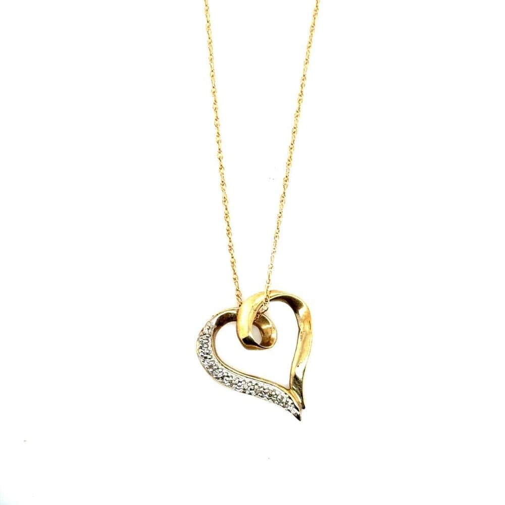 14k/10K Diamond Heart Necklace - Thumbnail 7