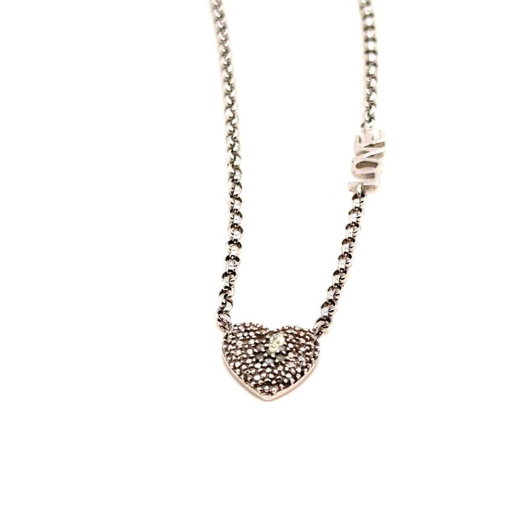 925 Silver Pave Stones Love Necklace - Thumbnail 4