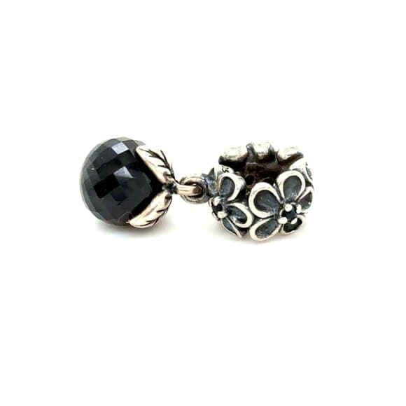 Pandora Flower Onyx Dangle Charm - Rare - Thumbnail 6