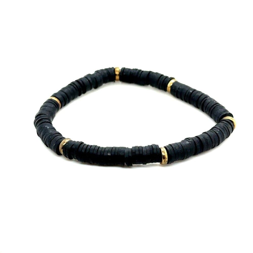 Black Beaded Stretch Bracelet (c)