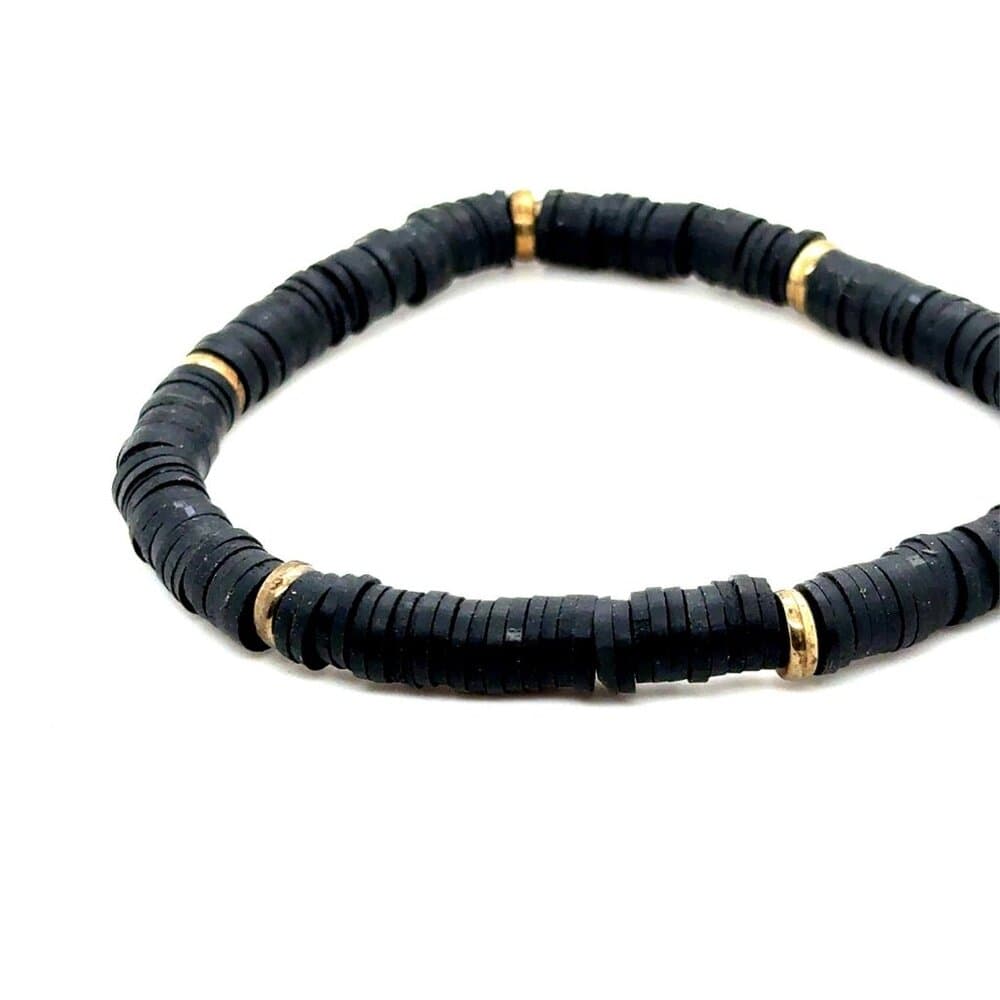 Black Beaded Stretch Bracelet (c) - Thumbnail 2